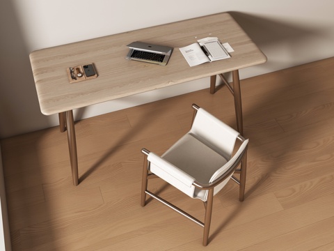  现代书桌椅组合 摆件组合 书桌3d模型 