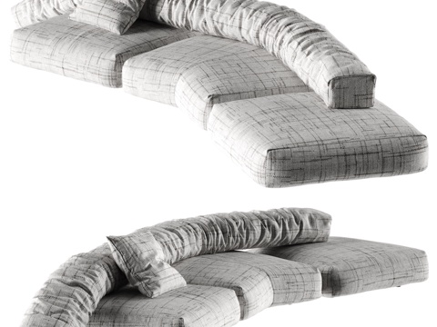  BOCA FLUX SOFA现代多人沙发 弧形沙发 异形沙发3d模型 