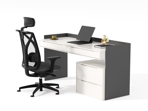  现代电脑桌椅组合3d模型 