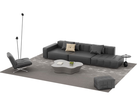  意式沙发茶几组合3d模型 