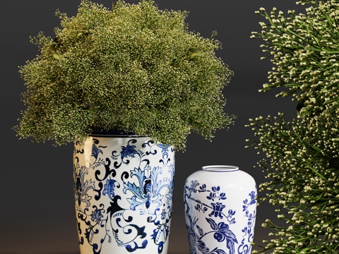  花瓶花卉植物盆栽3d模型 