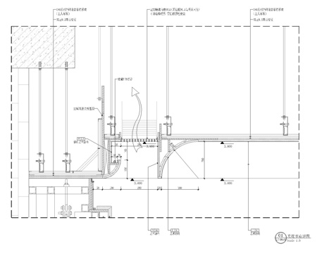 石膏板弧形造型带空调风口节点cad施工图