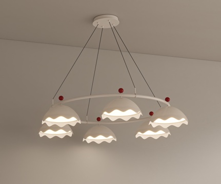 法式奶油吊灯 客厅吊灯su模型