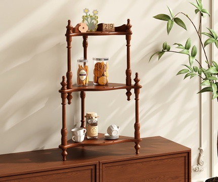 法式置物架 复古收纳架 装饰架 展示架 杯架su模型