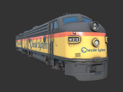  货运火车引擎3d模型 