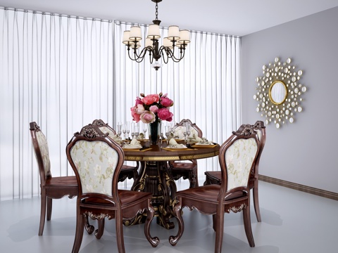  欧式餐桌椅3d模型 