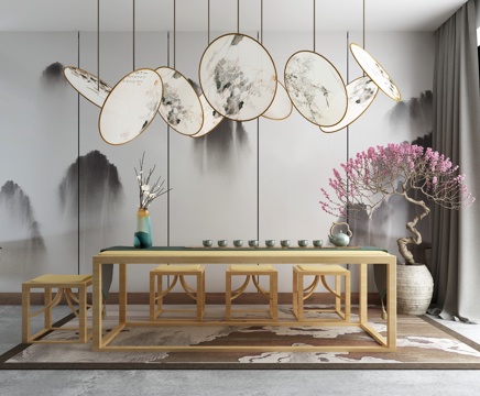  新中式禅意书房3d模型 