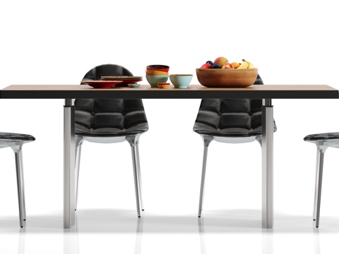  现代餐桌椅子摆件组合3d模型 