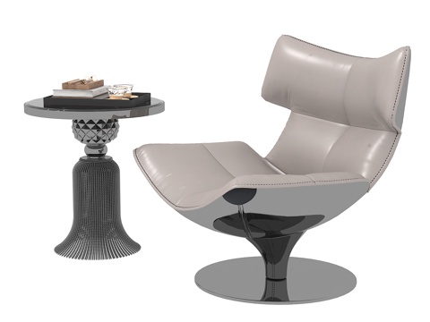  现代休闲椅边几3d模型 