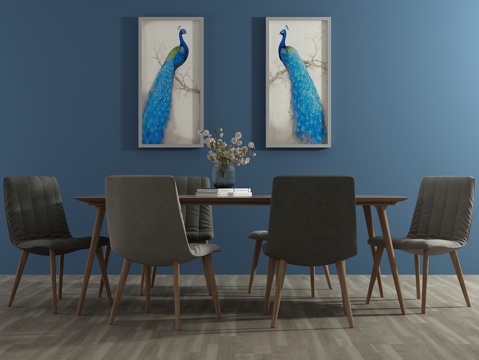  北欧餐桌椅 装饰画3d模型 