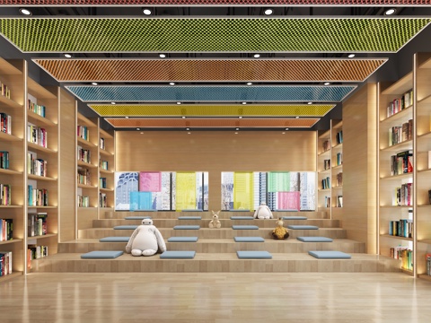  现代阶梯教室 儿童阶梯教室 阅览室3d模型 