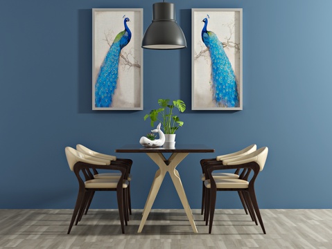  北欧餐桌椅 装饰画 吊灯3d模型 