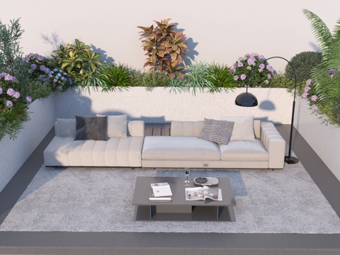  现代户外沙发茶几组合3d模型 