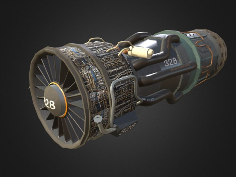  军用喷气发动机3d模型 