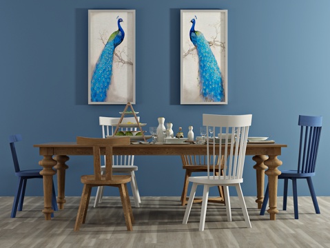  北欧餐桌椅 单椅 装饰画3d模型 