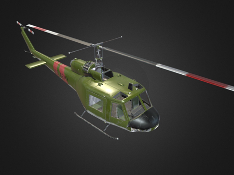  UH-1 B(驾驶舱半建模)3d模型 