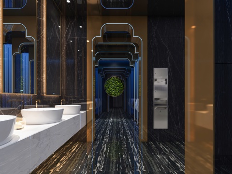  现代公共卫生间 KTV卫生间3d模型 