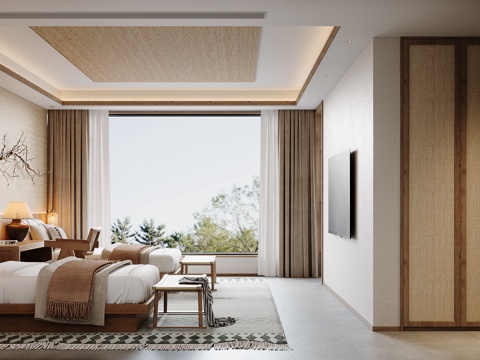  民宿标间3d模型 