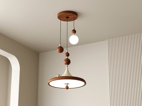 中古餐厅吊灯 复古圆盘吊灯su模型