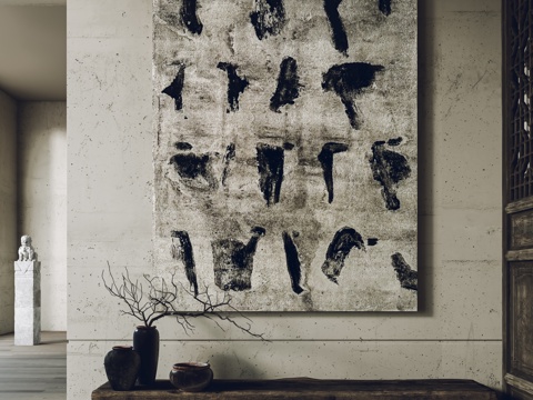  侘寂风挂画 装饰画 客厅挂画 玄关挂画 书房挂画3d模型 