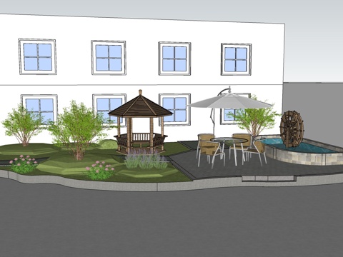 休闲区小游园su模型