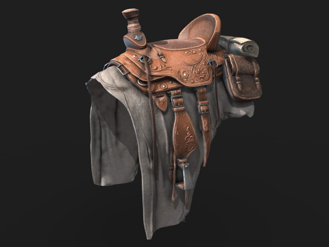  马鞍（PBR纹理）3d模型 