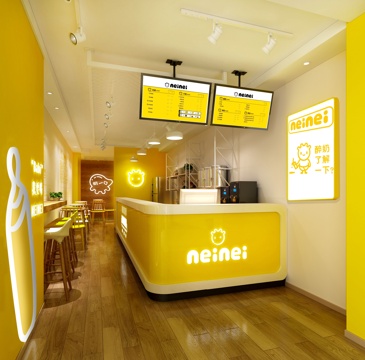  现代奶茶店 饮品店 吧台椅 装饰架3d模型 