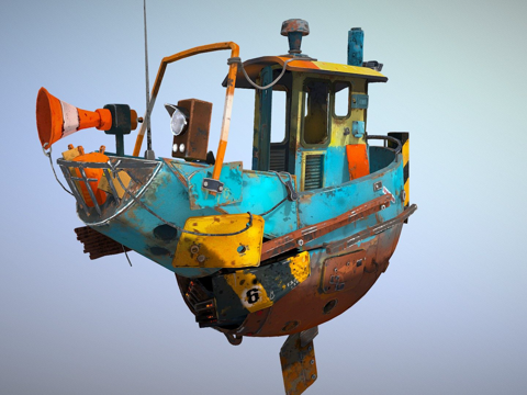  飞行赛博飞船3d模型 