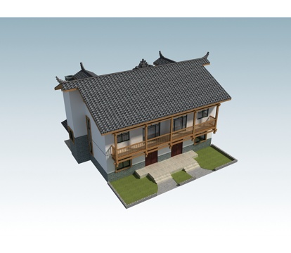 传统中式农村别墅3d模型 