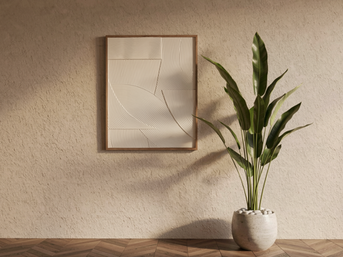 现代装饰挂画墙面装饰su模型