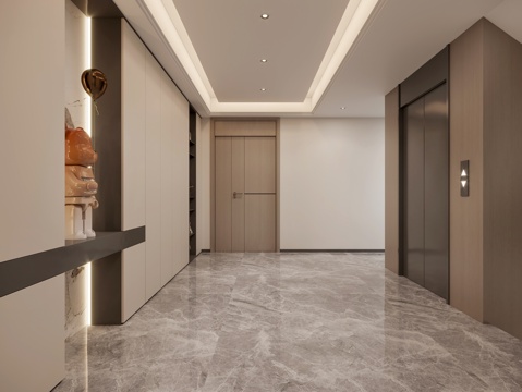  现代玄关过道电梯3d模型 