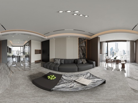  现代轻奢全景客餐厅 