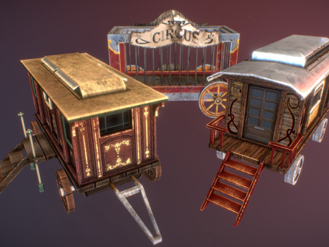  恐怖马戏团车厢3d模型 