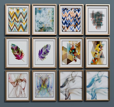  现代抽象画 抽象画 羽毛画 羽毛3d模型 