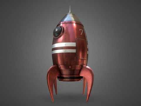  复古火箭玩具3d模型 