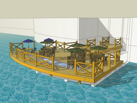 水边观景平台su模型