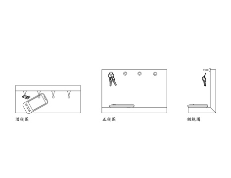 壁挂式钥匙架立面图 壁挂式钥匙架大样图 壁挂式钥匙架详图cad施工图