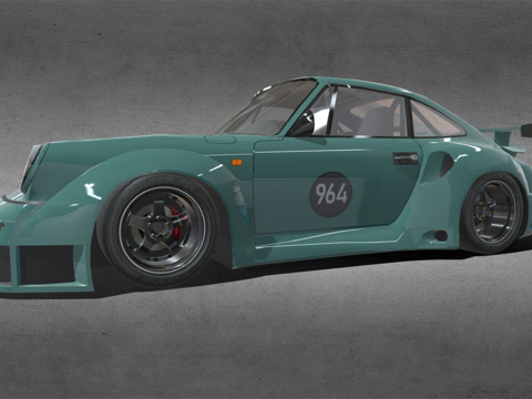 低多边形保时捷964宽体3d模型 