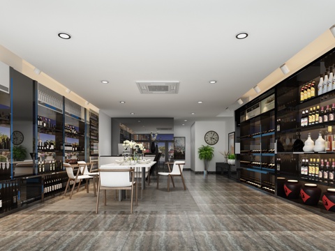  现代酒窖展示厅3d模型 