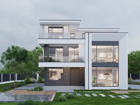 现代别墅su模型