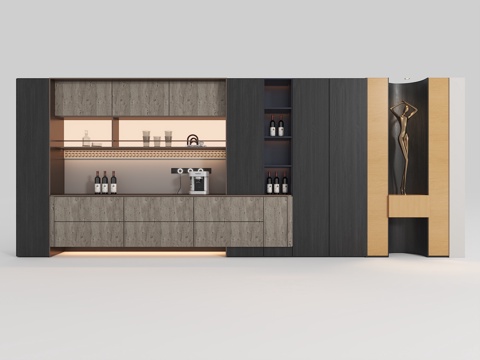  现代酒柜3d模型 