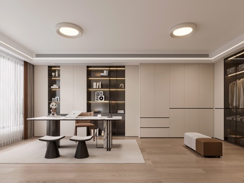  现代书房衣帽间3d模型 