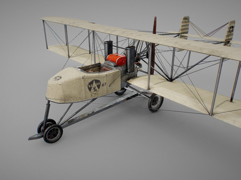  桑切斯贝萨80马力-双翼飞机复刻3d模型 