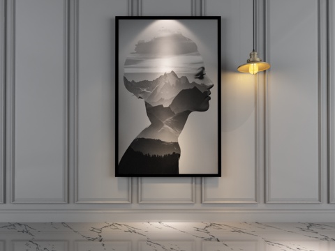  北欧装饰画 吊灯3d模型 