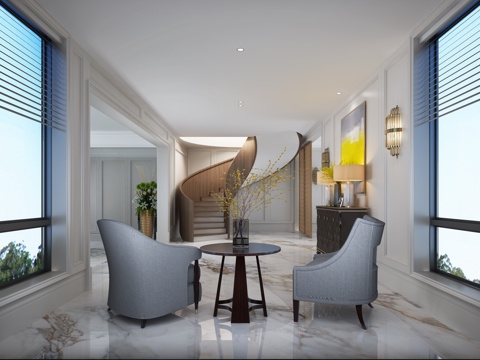  现代楼梯 旋转楼梯 玄关3d模型 