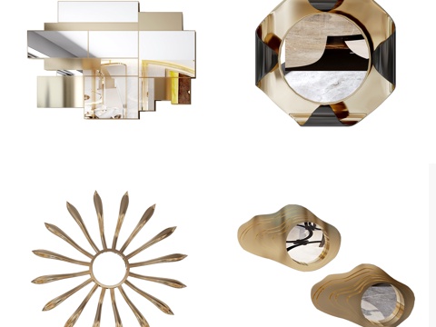  现代镜子挂饰3d模型 