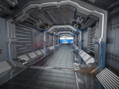  飞船走廊-过道3d模型 