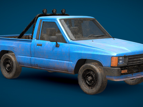  蓝色皮卡车3d模型 