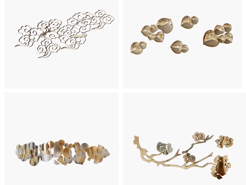  现代金属挂件组合3d模型 