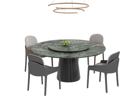  现代圆餐桌椅组合3d模型 